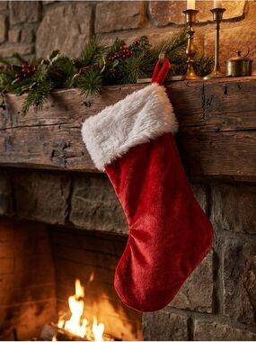 Classic Red Christmas Stocking with White Faux Fur Cuff